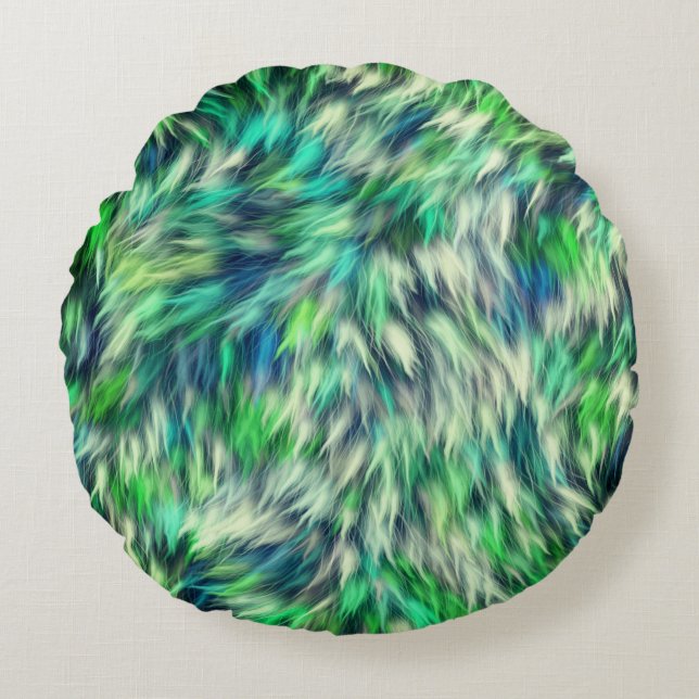 Fabric Texture Green Fur Design-68745 Round Pillow (Front)