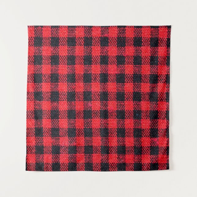Fabric texture with grid pattern, red squares and  tapestry (Front)