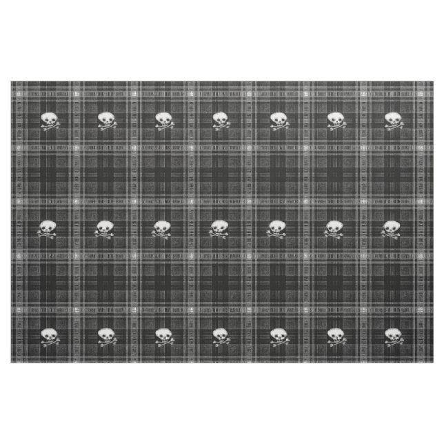 fabric Trendy skull black white plaid cool (Yard)