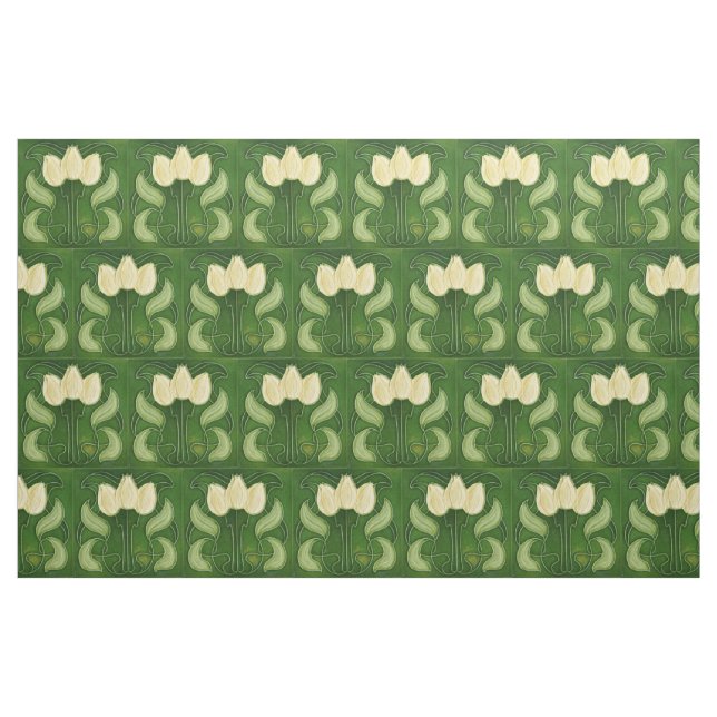 Fabric - Vintage Looking White Tulips Half Brick (Fat Quarter)