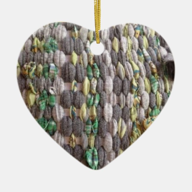 Fabric Weaving Heart Shaped Christmas Ornament (Front)