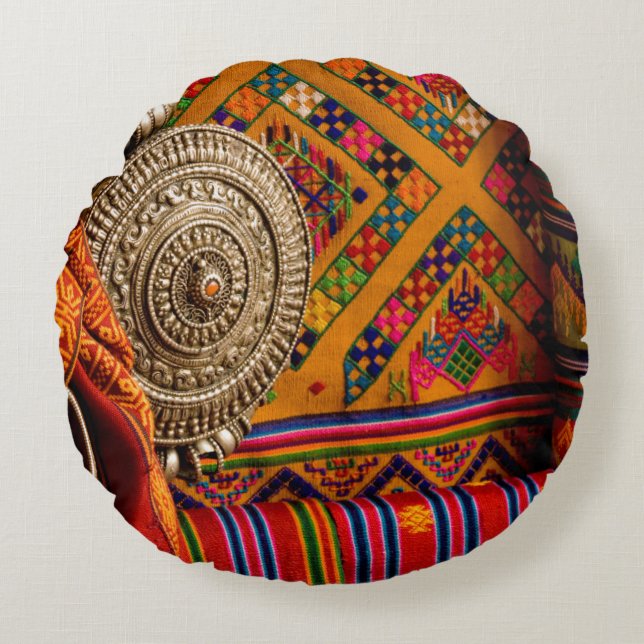 Fabrics, Bhutan Round Pillow (Front)