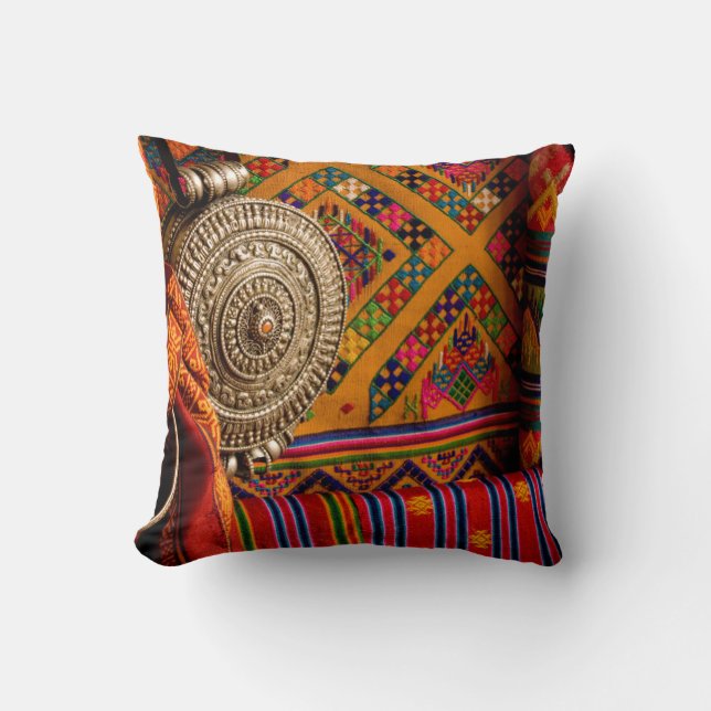 Fabrics, Bhutan Throw Pillow (Front)