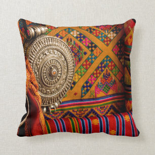 Fabrics, Bhutan Throw Pillow