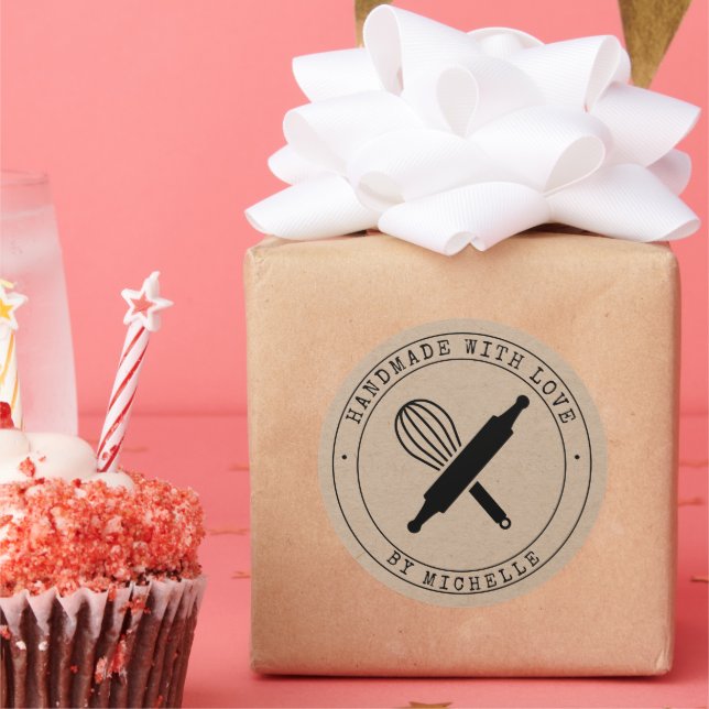 Fabriqué à la main avec cuisson d'amour Sticker pe (Fête)