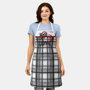Fabriqué avec amour Tablier personnalisé en gris