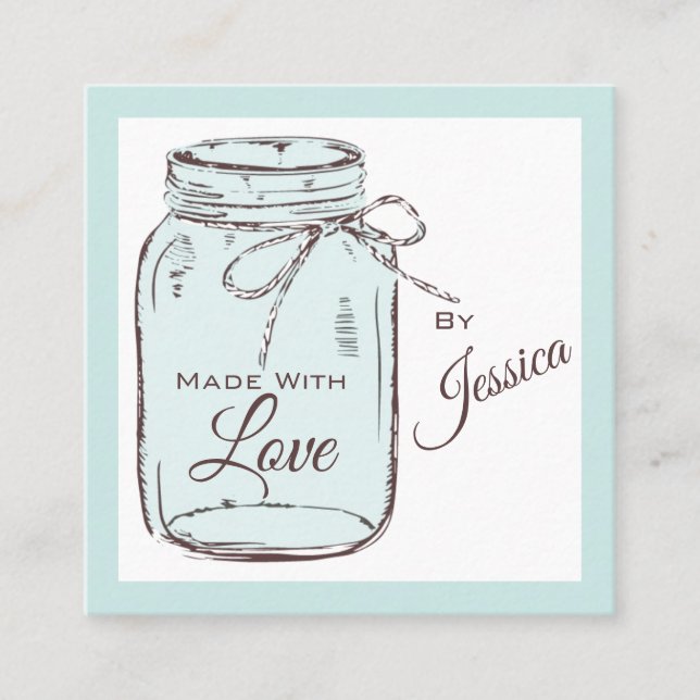 Fabriqué avec Love Mason Jar Carte de visite (Devant)