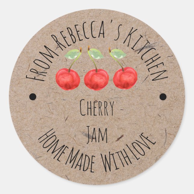 Fabriqué maison avec amour Cherry Jam Étiquette (Devant)