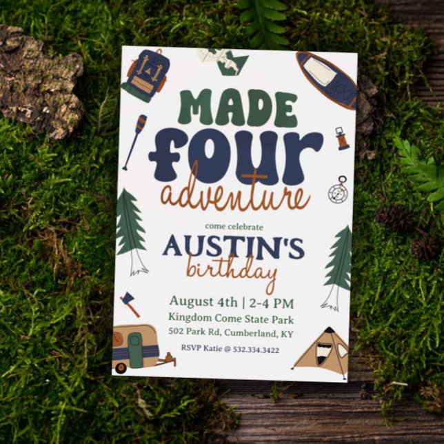 Fabriqué pour l'aventure 4e invitation anniversair (Créateur téléchargé)
