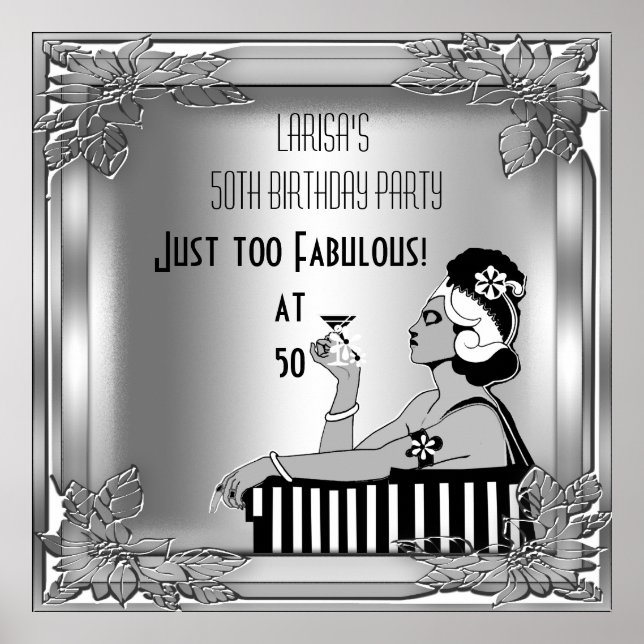 Fabuleux 50 Diva Art Déco Anniversaire Poster (Devant)