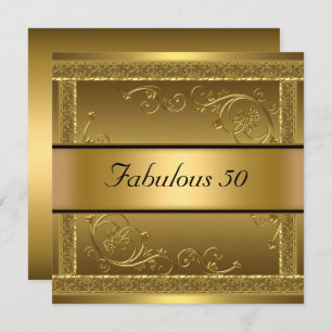 Fabuleux 50e anniversaire de fête Gold Invitation
