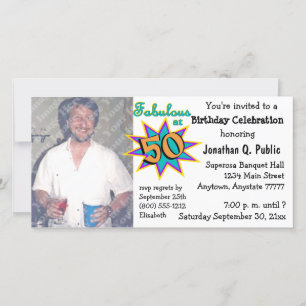 Fabuleux À 50 Anniversaire Fête Photo Invitation