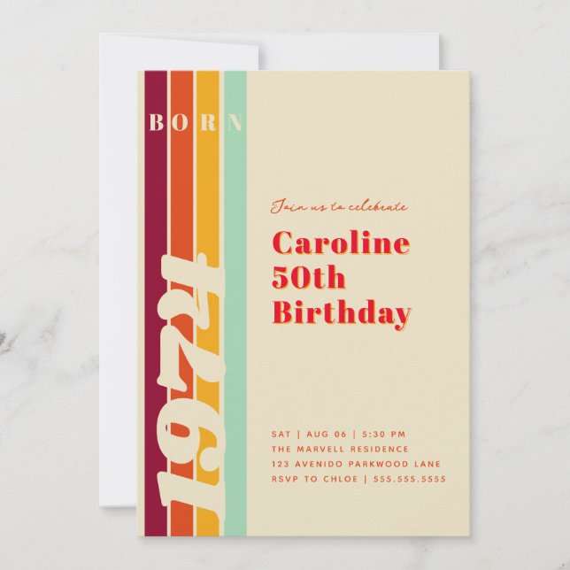 Fabuleux à 50 Retro Anniversaire Invitation (Devant)