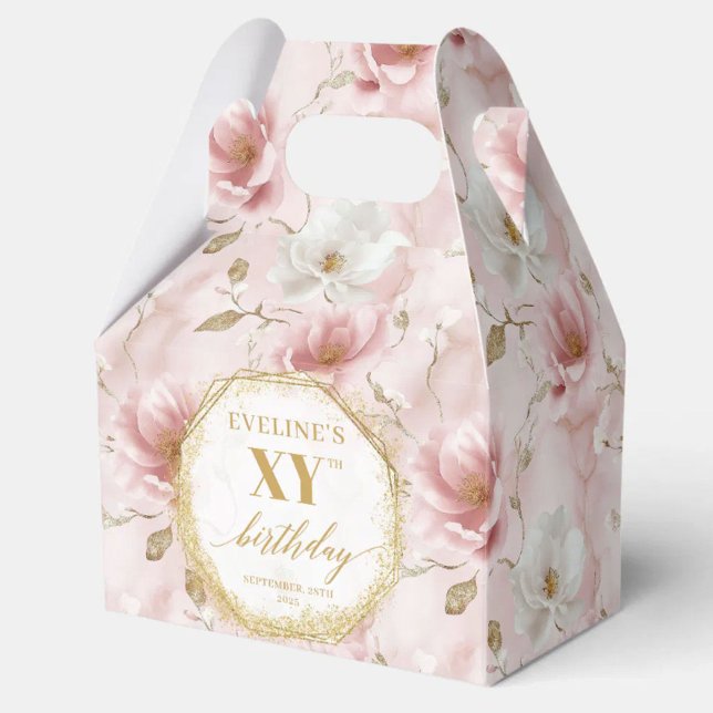 Fabuleux Boho rose bleu Ballotins d'anniversaire (Fabulous Blush Pink Boho Gold Birthday Favor Boxes)