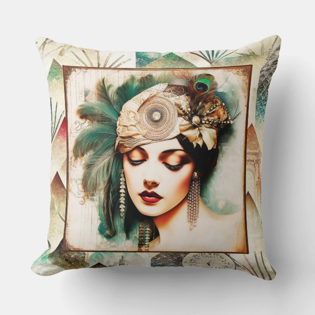 Fabuleux Coussin Art Déco Lady / Jeu Coussin (Recto)