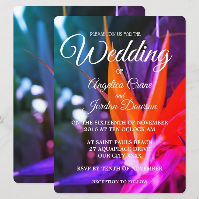 Fabuleux Oiseau Du Paradis Invitations De Mariage (Devant / Derrière)