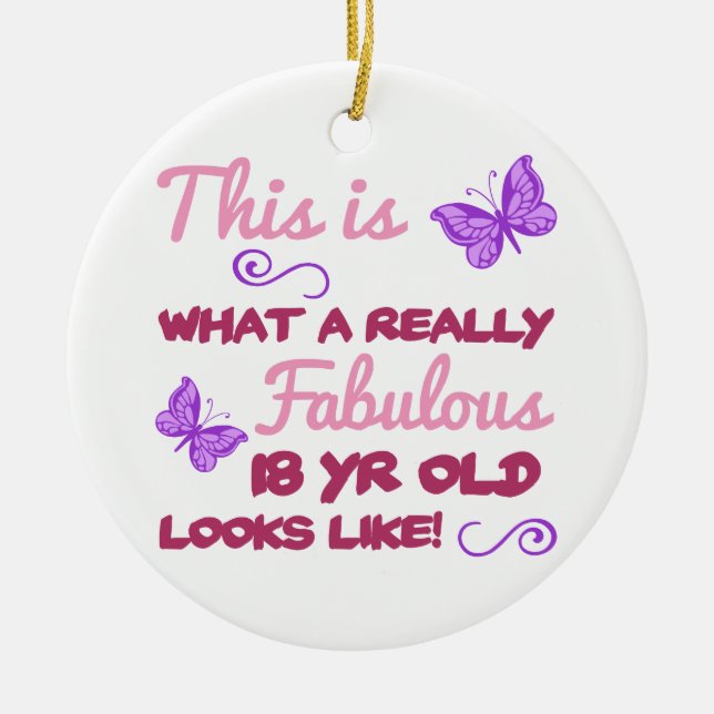 Fabulous 18th Birthday Ceramic Ornament (Front)