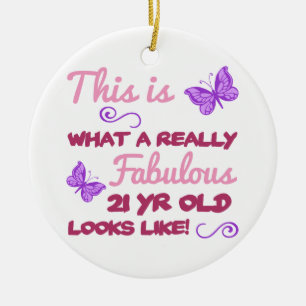 Fabulous 21st Birthday Ceramic Ornament
