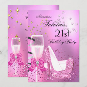 Fabulous 21st Shimmer Light Pink Heels Birthday 2 Invitation