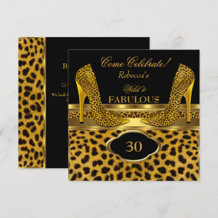 Fabulous 30 Wild Leopard Gold Cheetah High Heels Invitation