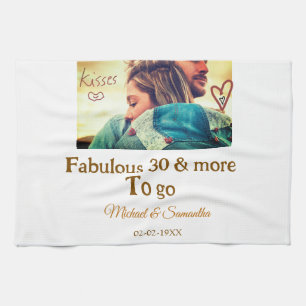 Fabulous 30 years anniversary add name photo date kitchen towel