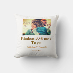 Fabulous 30 years anniversary add name photo date throw pillow