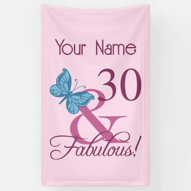 Fabulous 30th Birthday Banner (Vertical)