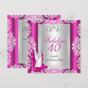 Fabulous 40 40th Birthday Party Hot Pink Shoes Invitation
