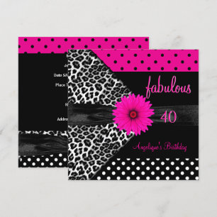 fabulous 40 Birthday Zebra Spot Polka Dot Invitation