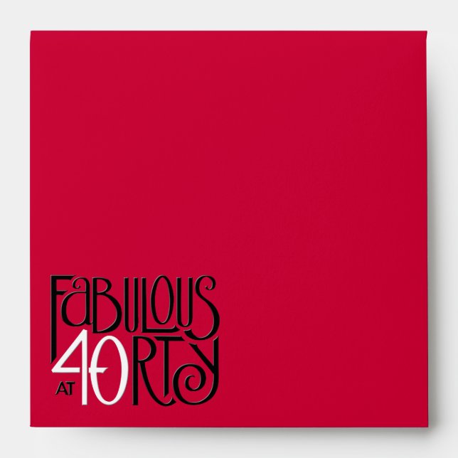 Fabulous 40 Enveloppe d'invitation rouge noir blan (Devant)