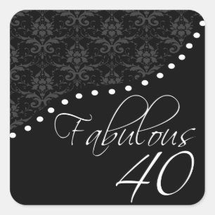 Fabulous 40 Personalized Black Birthday Party Square Sticker