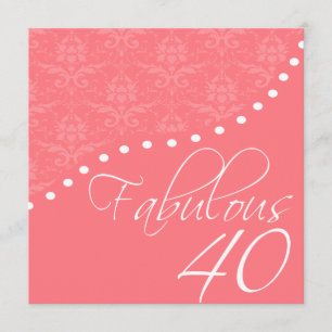 Fabulous 40 Personalized Pink Birthday Party Invitation