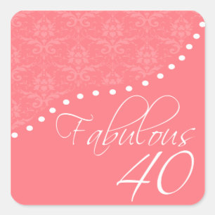 Fabulous 40 Personalized Pink Birthday Party Square Sticker