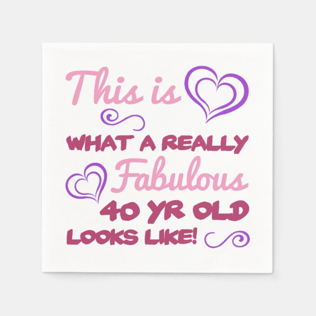 Fabulous 40th Birthday For Women Napkin (Front)