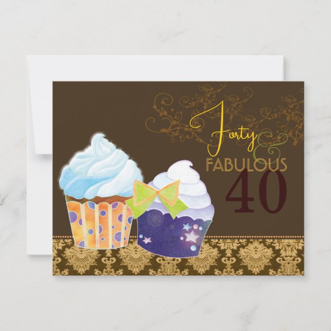 Fabulous 40th Birthday Party Cupcakes Invitation (Front)