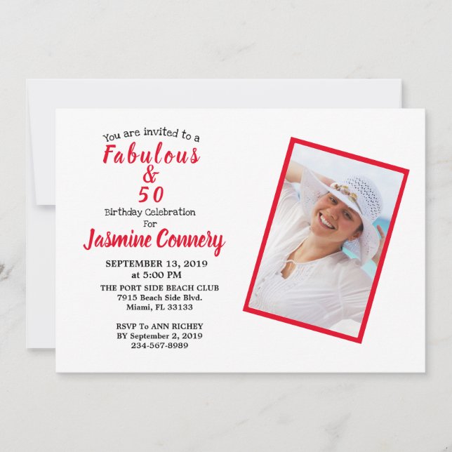 Fabulous 50 Birthday Celebration Invitation (Front)