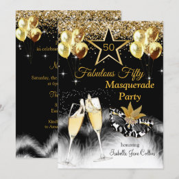 Fabulous 50 Birthday Masquerade Party Invitation