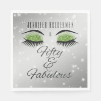 Fabulous 50 Black Green Glam Eyes Lunch Napkins
