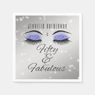 Fabulous 50 Black Periwinkle Glam Eyes Napkins