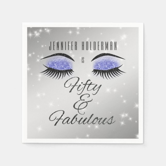 Fabulous 50 Black Periwinkle Glam Eyes Napkins (Front)