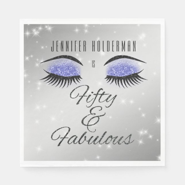 Fabulous 50 Black Periwinkle Glam Eyes Napkins (Front)