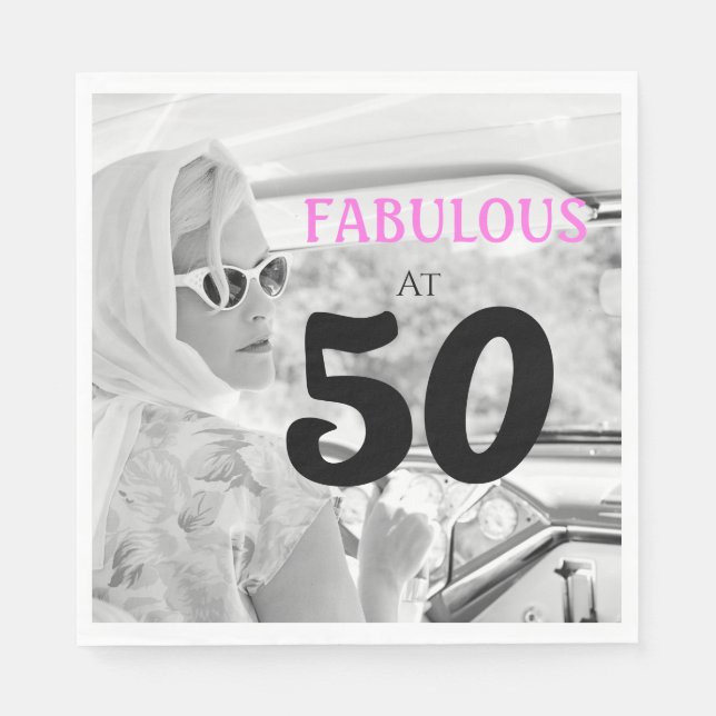 Fabulous 50  Customize With Photo Birthday Party Napkin (Front)