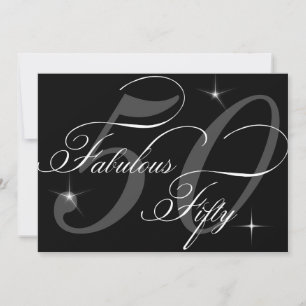 Fabulous 50 fifty Black White 50th Birthday Party Invitation