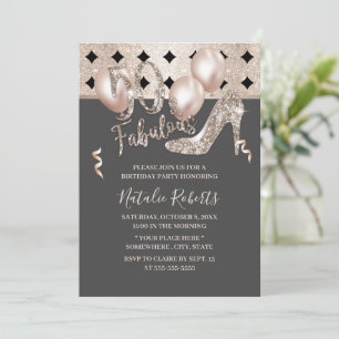 Fabulous 50 Geometric Gold High Heel Birthday Invitation