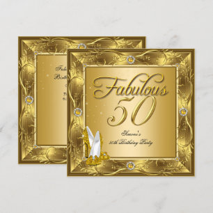 Fabulous 50 Gold High Heels Birthday Party Invitation