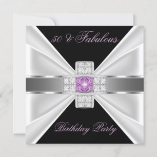 Fabulous 50 Lilac Pink Silver Black White Diamond Invitation