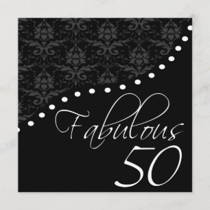 Fabulous 50 Personalized Black Birthday Party Invitation