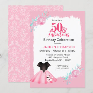 Fabulous 50s Poodle Skirt Birthday Party   Invitation