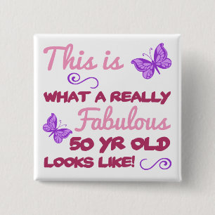 Fabulous 50th Birthday 2 Inch Square Button
