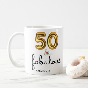 Fabulous 50th Birthday Celebration Pink Trendy Coffee Mug
